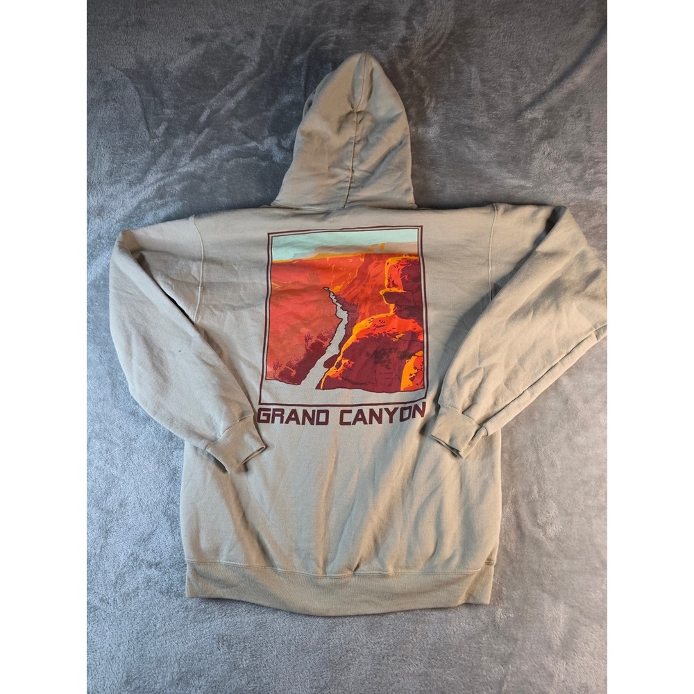 Artist Union Hoodie Mens Medium Tan Grand Canyon Graphic Pullover Sweatshirt
